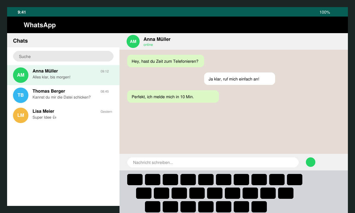 WhatsApp Chat auf iPad erfolgreich verbunden