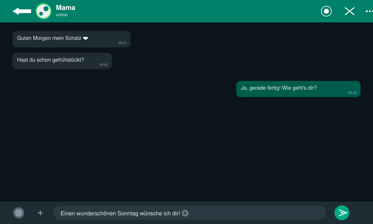 Senden eines Sonntagsgrußes in WhatsApp Chat