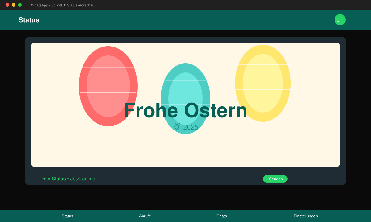 Erfolgreich versendeter Ostergruß in WhatsApp mit Bild und Text