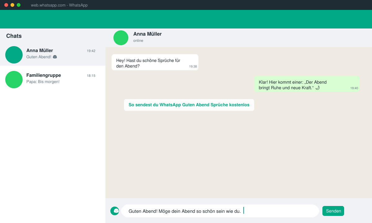 WhatsApp-Chat-Fenster mit Cursor im Eingabefeld