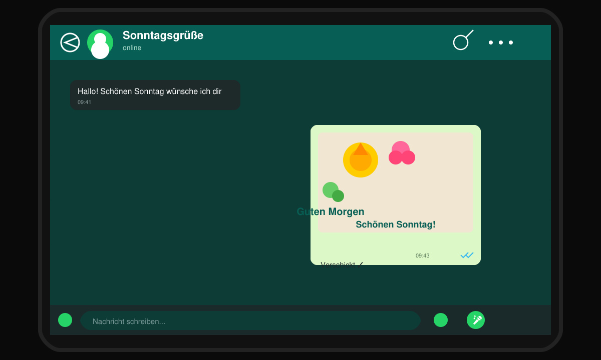 WhatsApp-Chat mit versendetem Sonntagsgrußbild