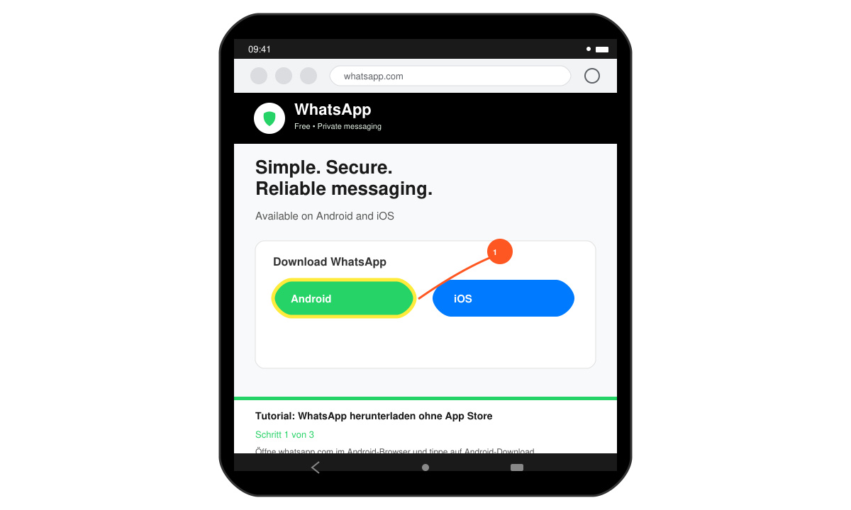 Schritt 1: WhatsApp herunterladen ohne App Store über whatsapp.com