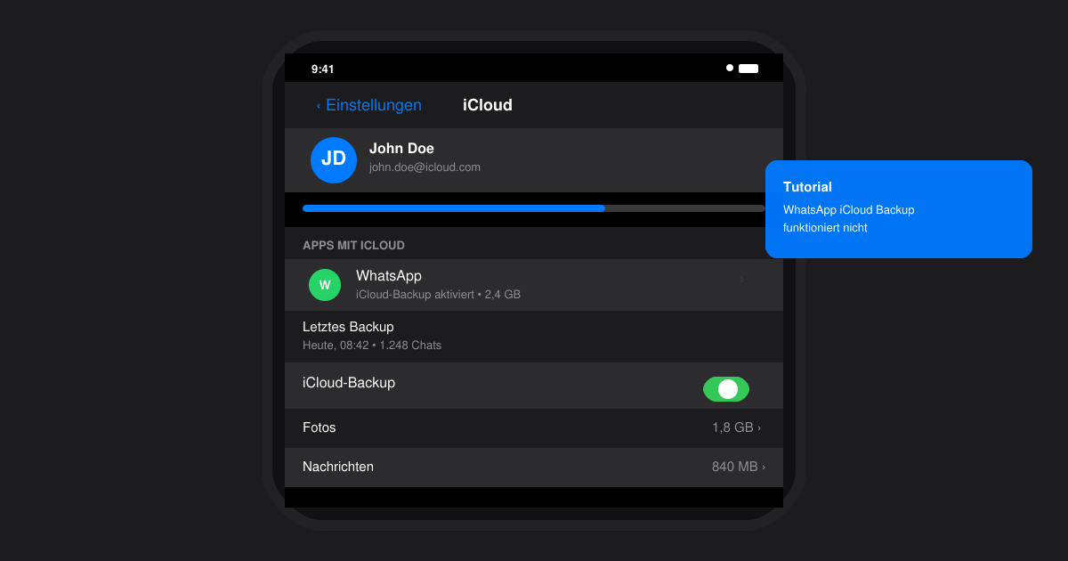 WhatsApp iCloud backup funktioniert nicht