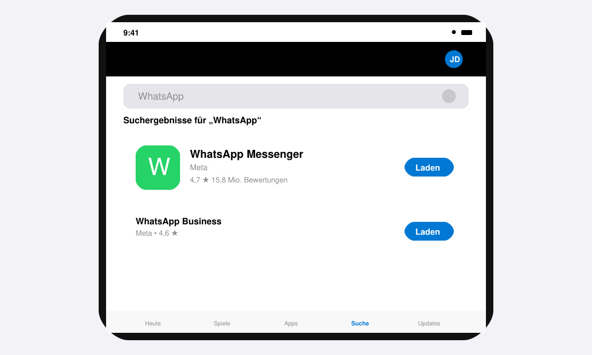 App Store Suchergebnis mit WhatsApp App von WhatsApp LLC