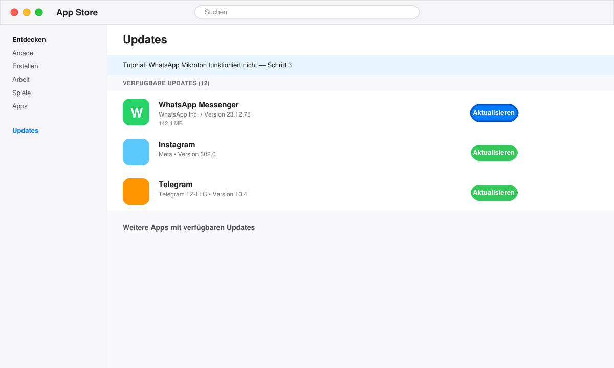 WhatsApp Update im App Store installieren