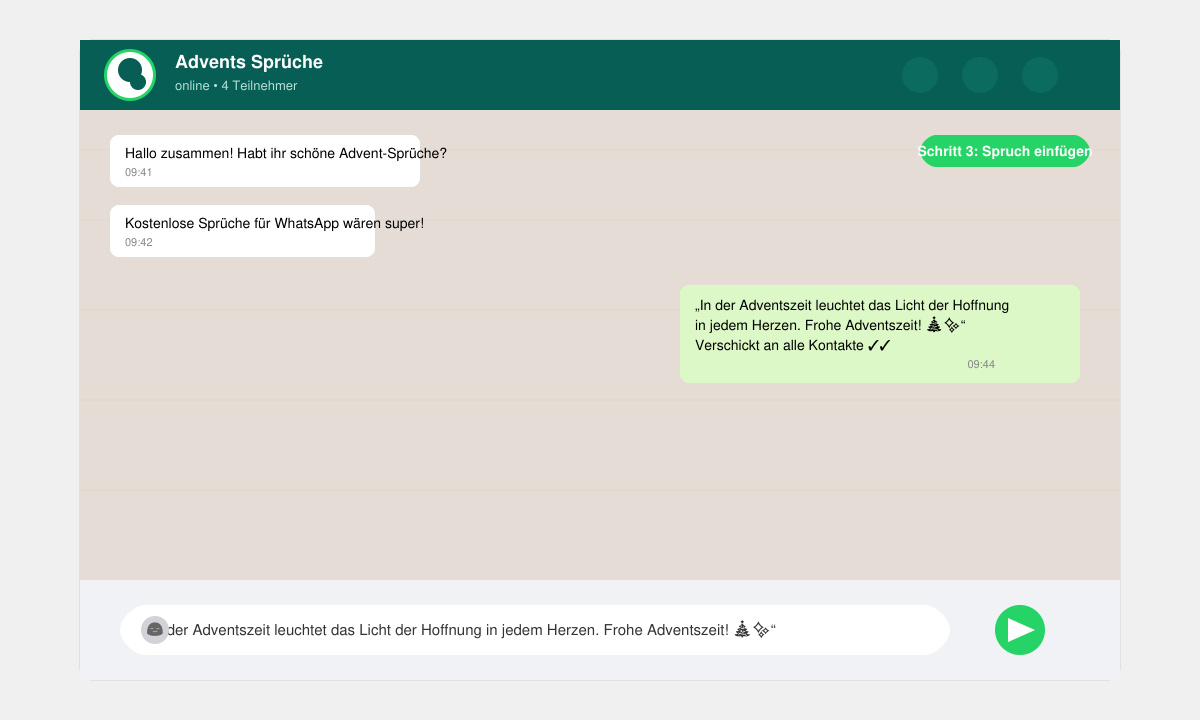 WhatsApp Chat mit eingefügtem Advent Spruch