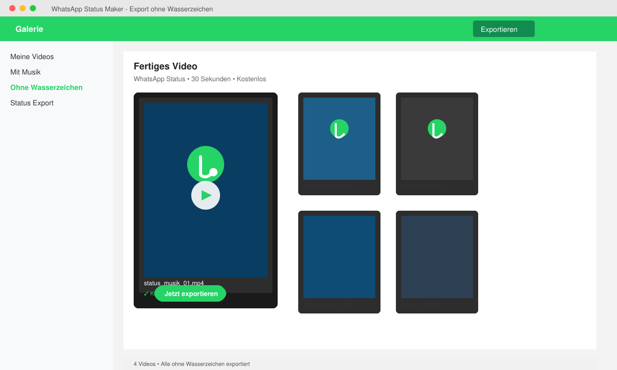 Fertiges Video in der Galerie vor dem Hochladen in WhatsApp