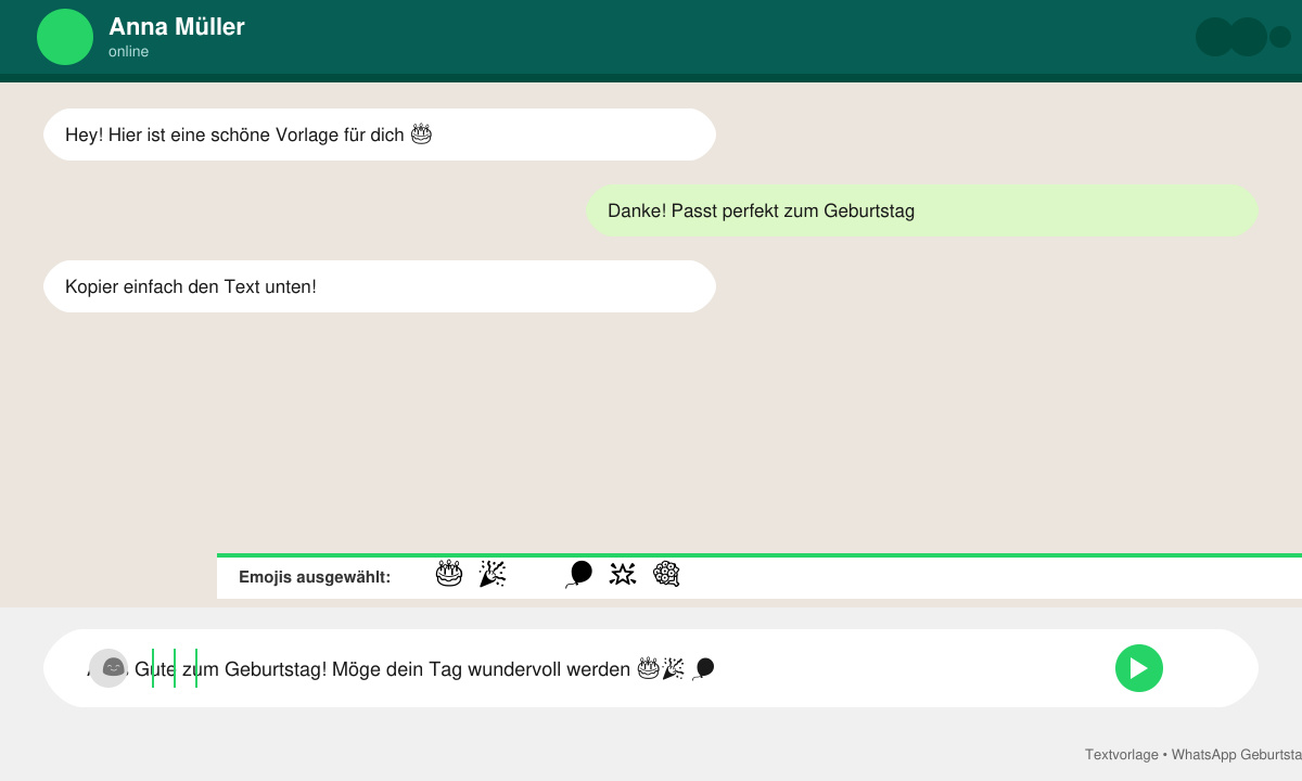 Textvorlage für WhatsApp up geburtstagsgrüsse kostenlos im Chatfenster