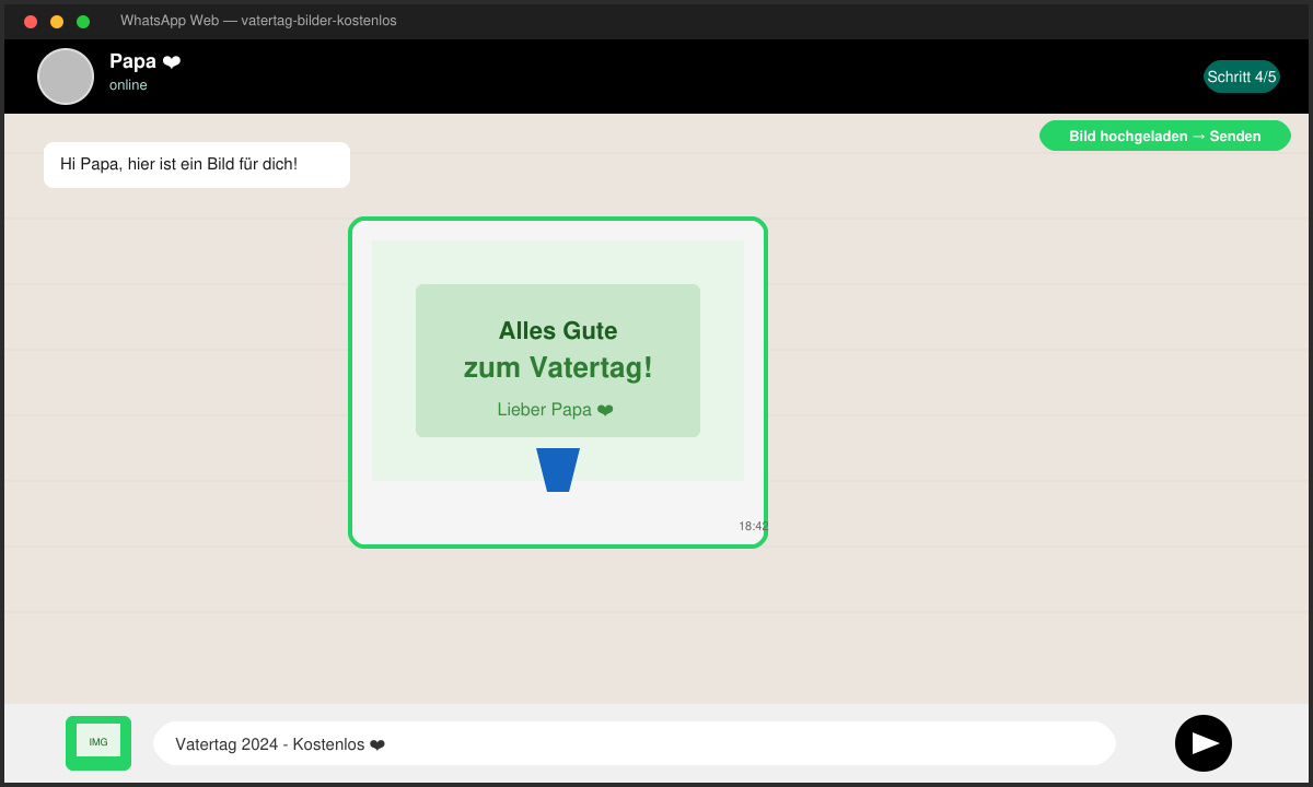 Versenden eines Vatertag Bildes in WhatsApp