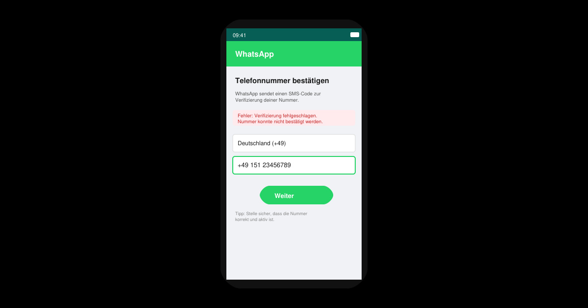WhatsApp verifizieren funktioniert nicht