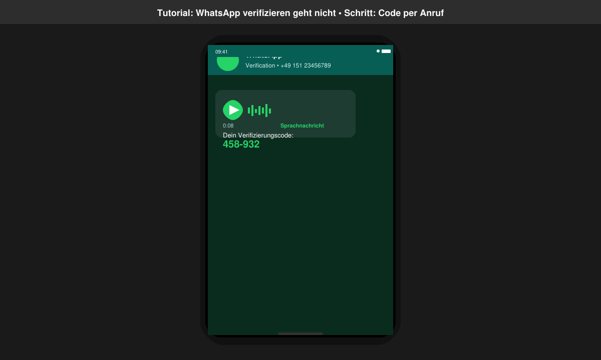 WhatsApp-Code per Sprachanruf erhalten auf dem Smartphone-Bildschirm