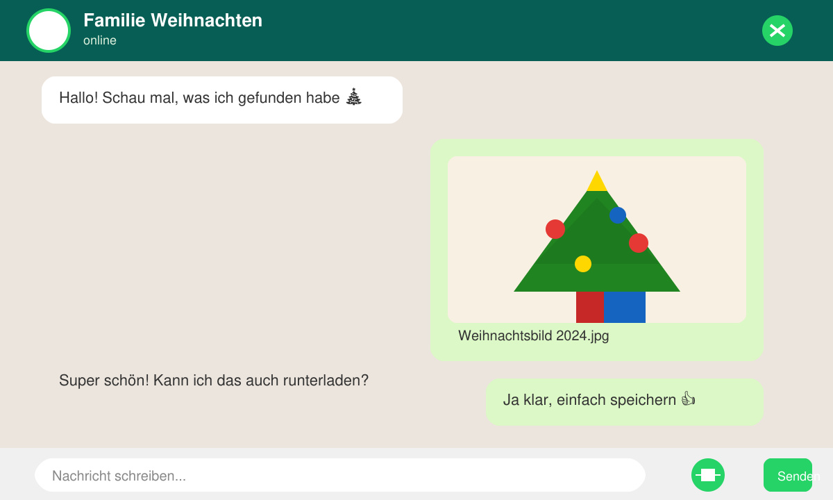 WhatsApp-Chat mit hochgeladenem Weihnachtsbild