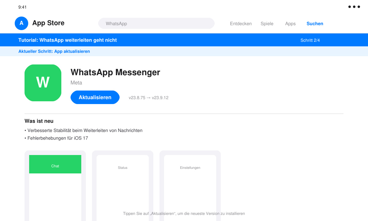 WhatsApp Update im App Store durchführen