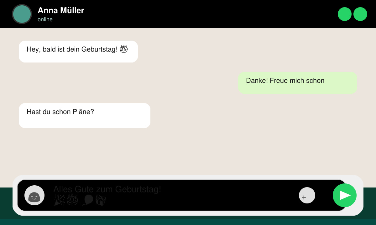 Chat in WhatsApp mit Geburtstagstext vorbereiten
