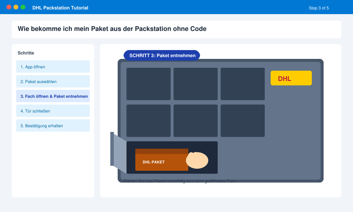 Geöffnetes Fach an der DHL Packstation mit Paket darin