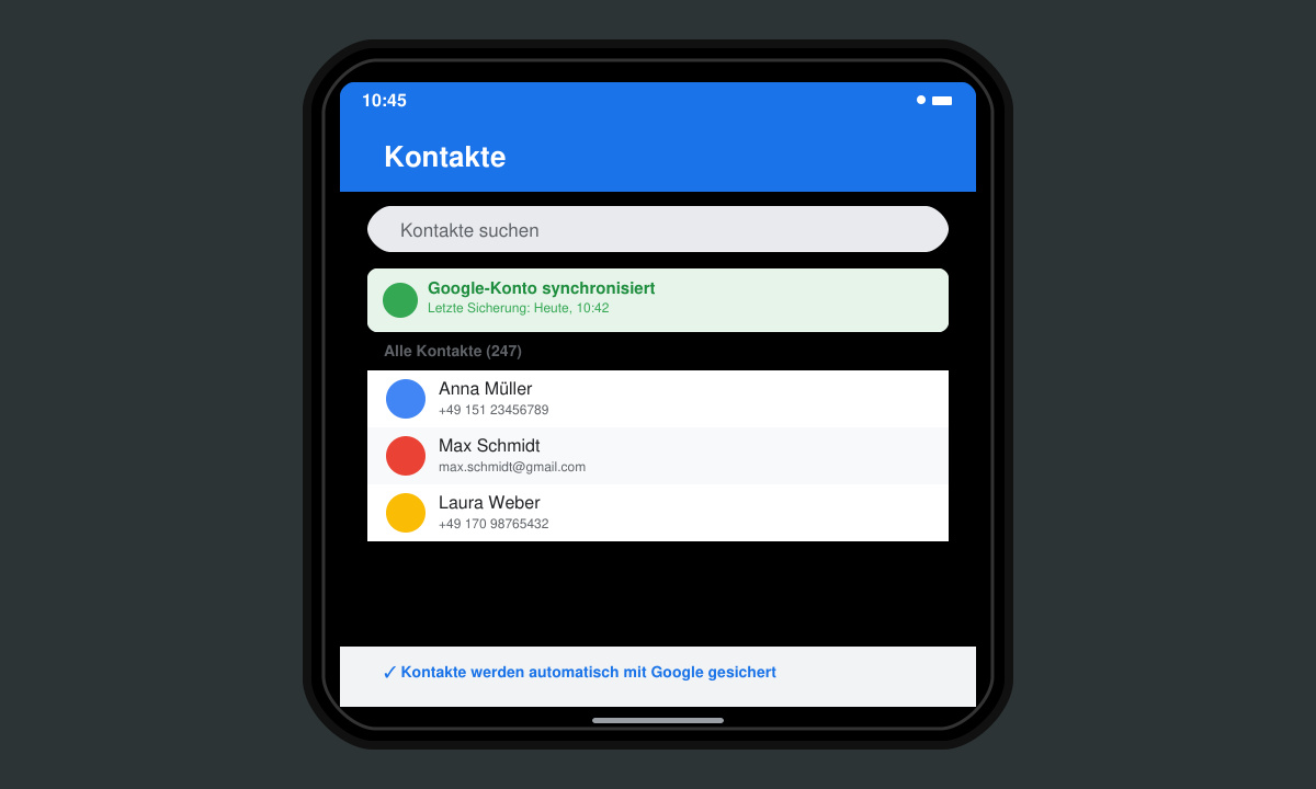 Sichern von Kontakten im Google-Konto auf altem Handy