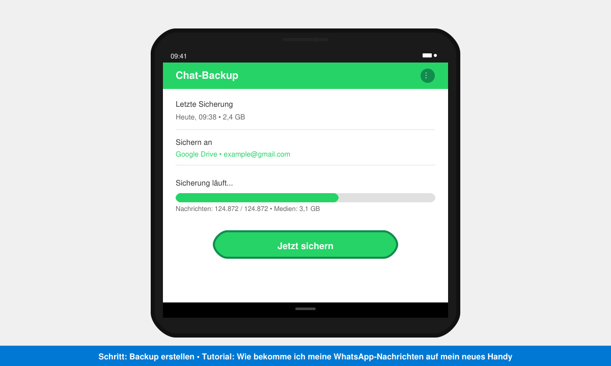WhatsApp Chat-Backup wird auf dem alten Android Handy erstellt