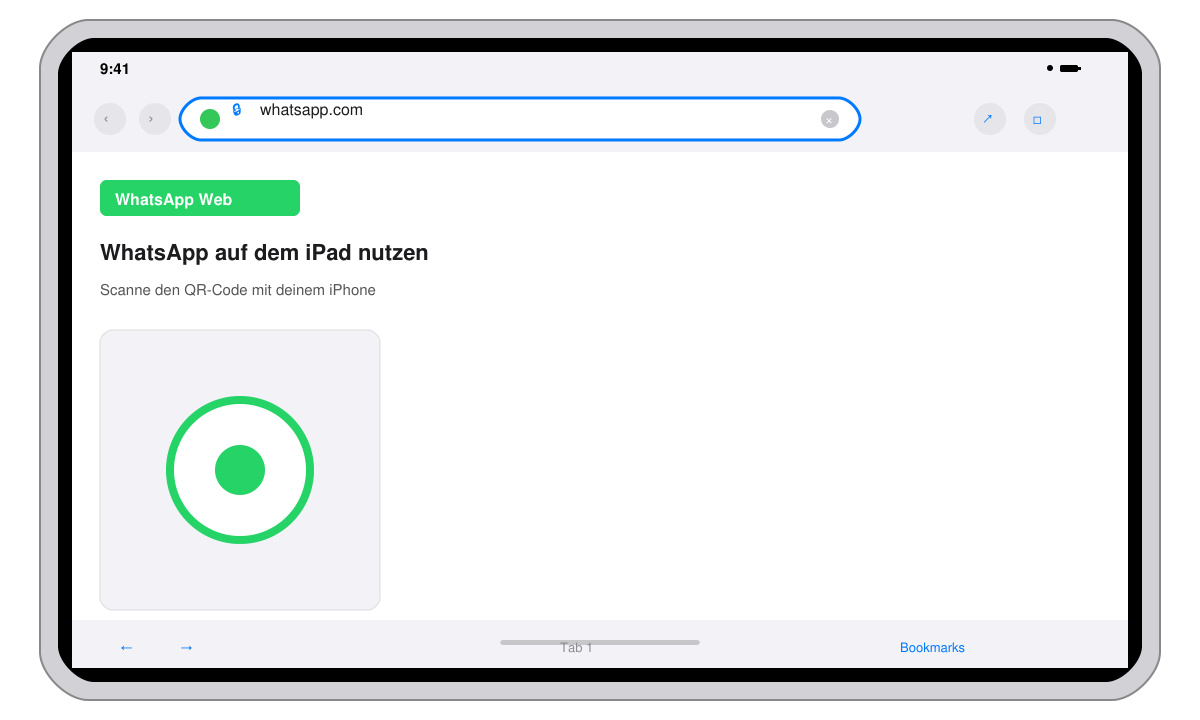 Safari Browser auf dem iPad geöffnet