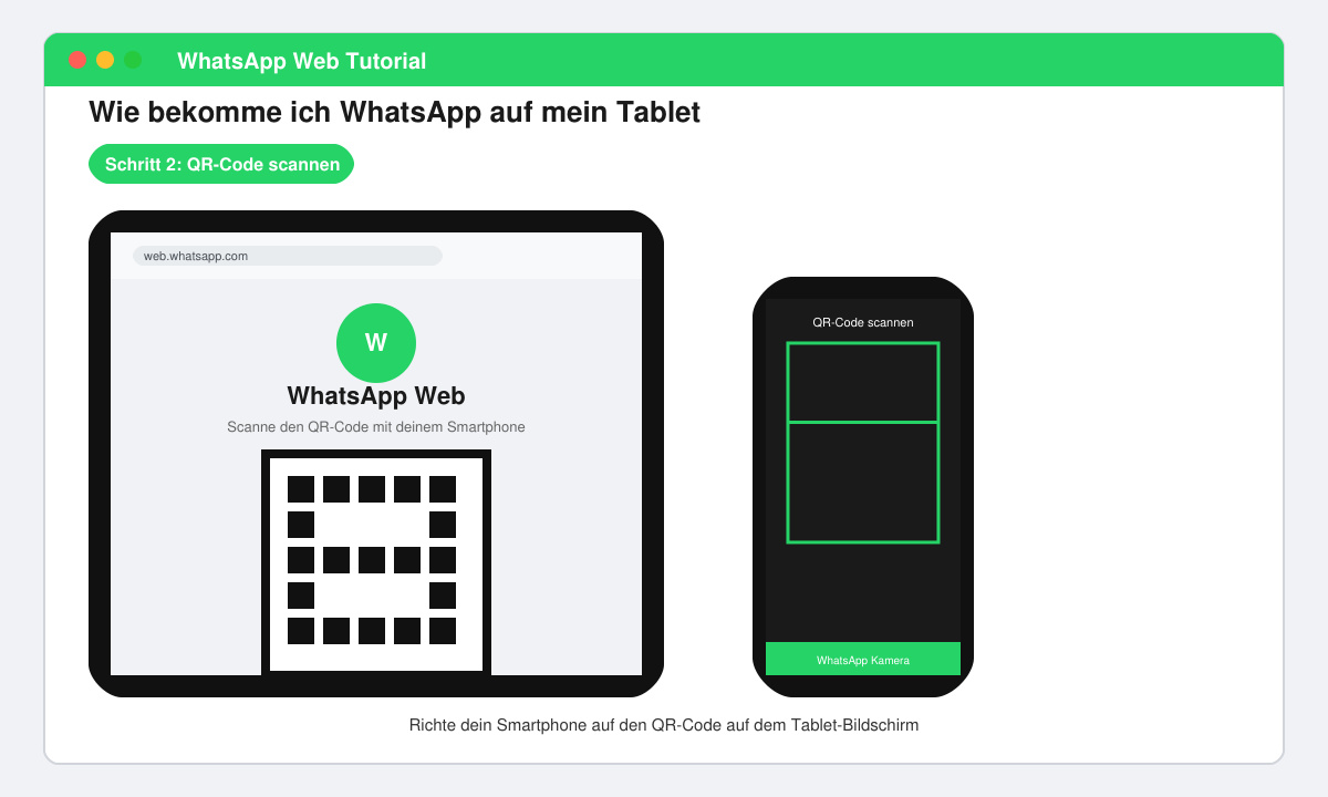 QR-Code scannen für WhatsApp auf Tablet