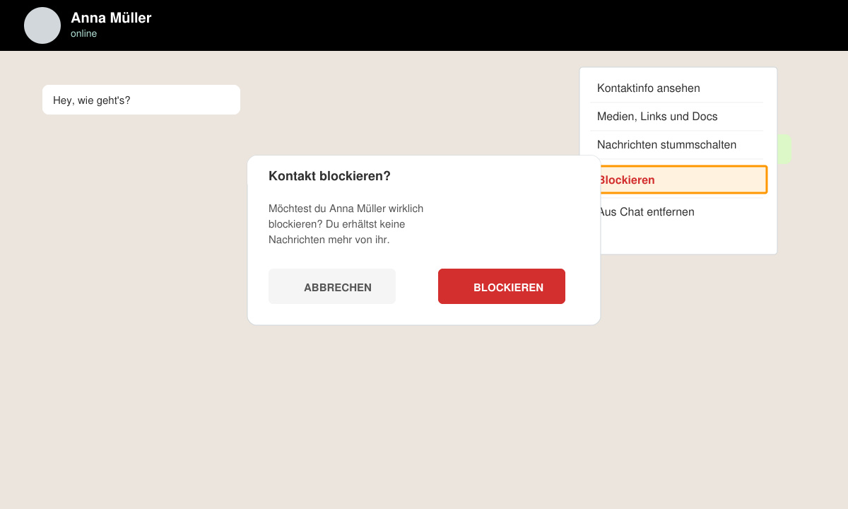 WhatsApp Blockierung bestätigen