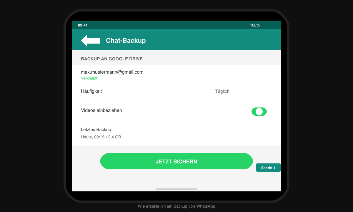 Schritt 1: WhatsApp Einstellungen für Backup aufrufen
