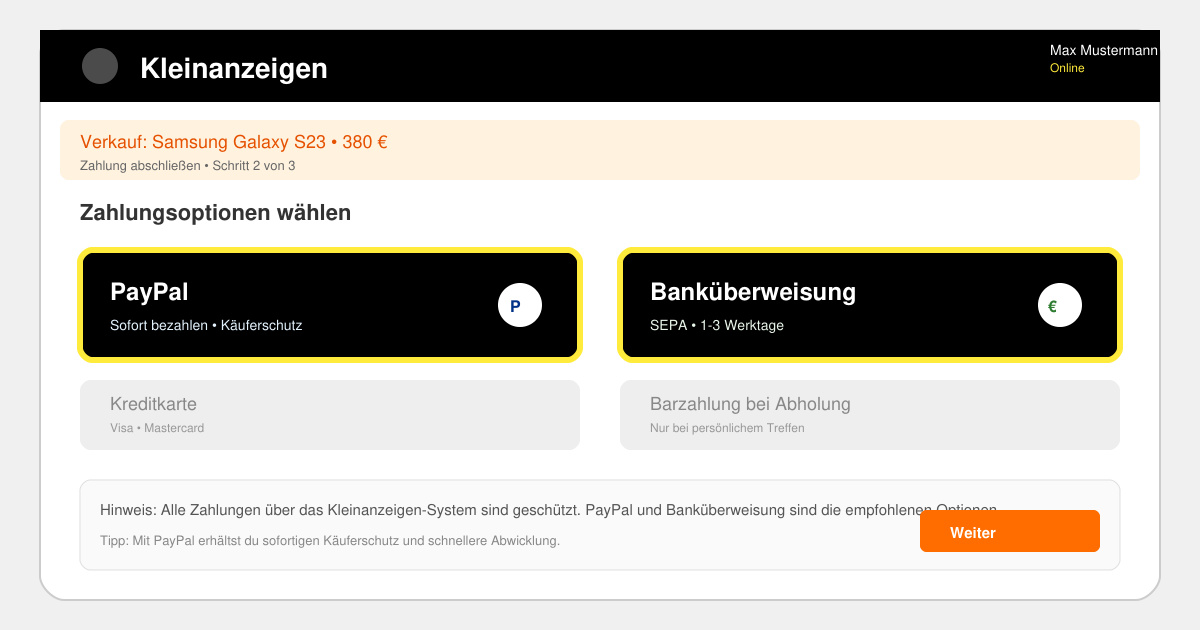 Wie funktioniert das bezahlsystem bei ebay kleinanzeigen