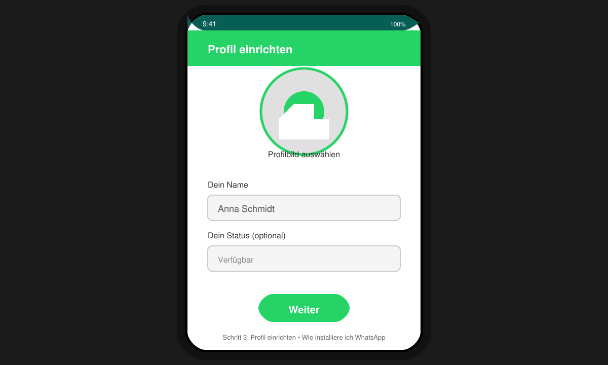 WhatsApp Profil nach erfolgreicher Installation einrichten