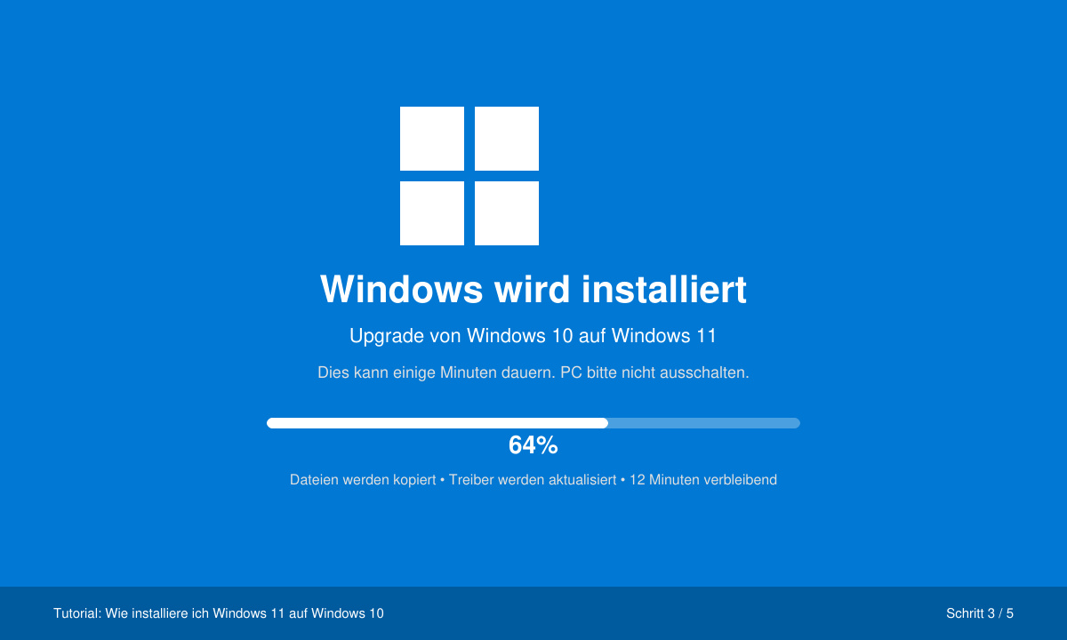 Fortschrittsbildschirm während der Windows 11 Installation