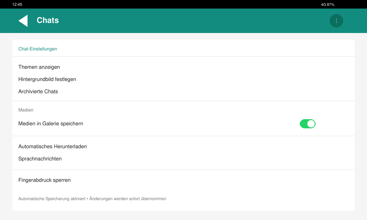 WhatsApp Chats Einstellungen Medien in Galerie anzeigen aktivieren