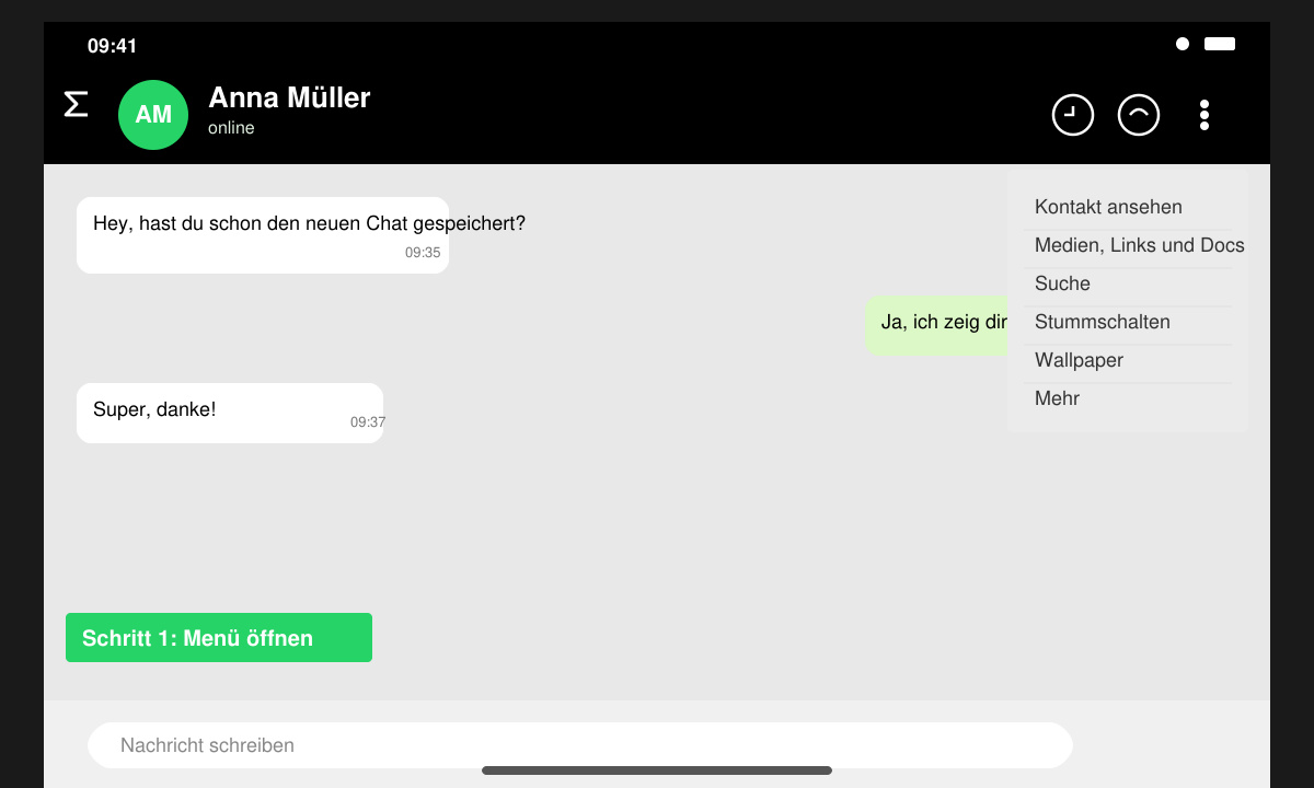 WhatsApp Chat auf Android auswählen zum Export