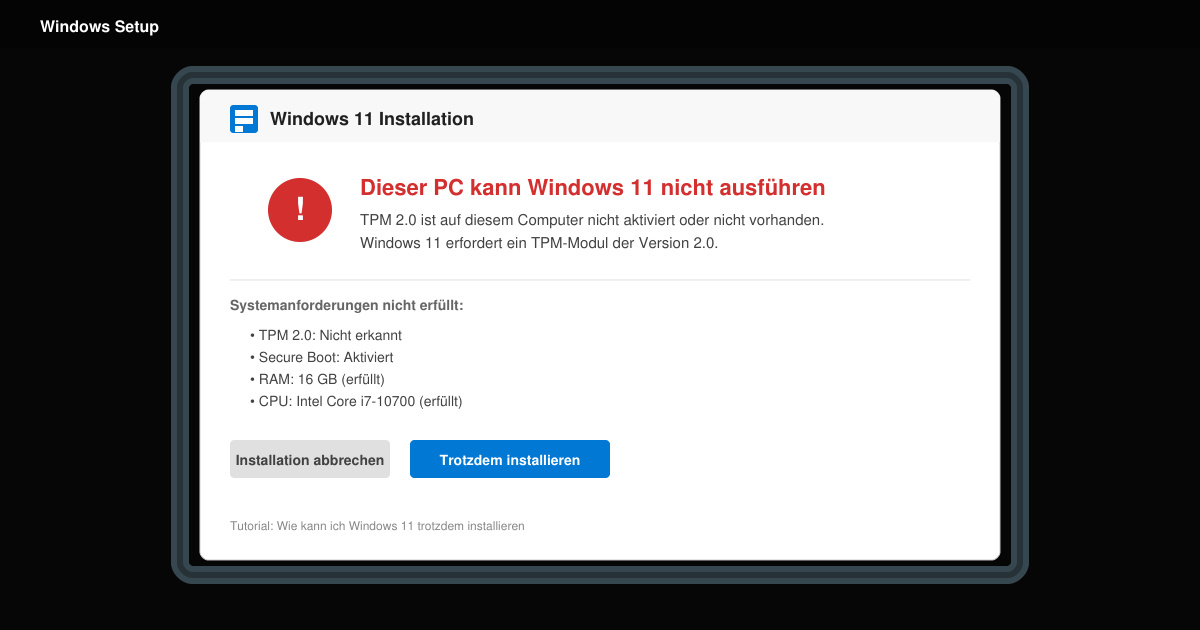 Wie kann ich Windows 11 trotzdem installieren
