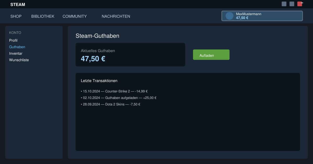 Wie kann man Steam guthaben aufladen