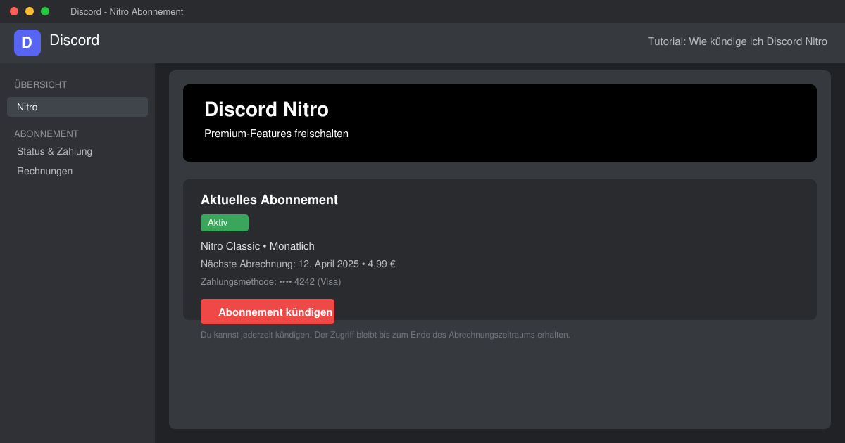 Wie kündige ich Discord nitro