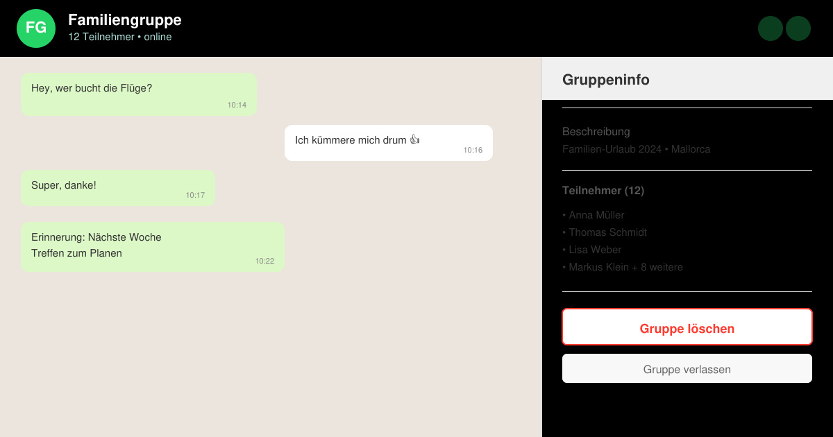 Wie lösche ich eine WhatsApp gruppe