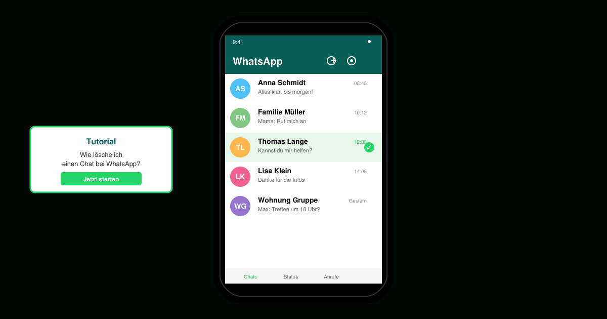 Wie lösche ich einen chat bei WhatsApp