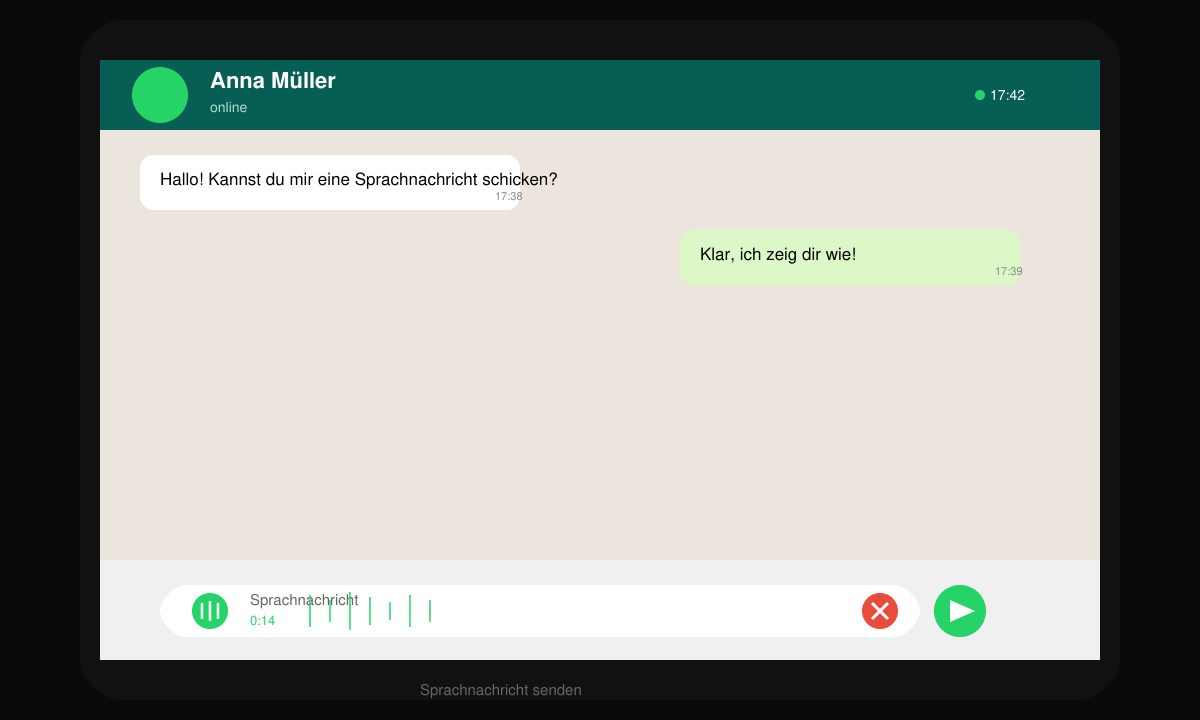 Sprachnachricht Vorschau und Senden in WhatsApp