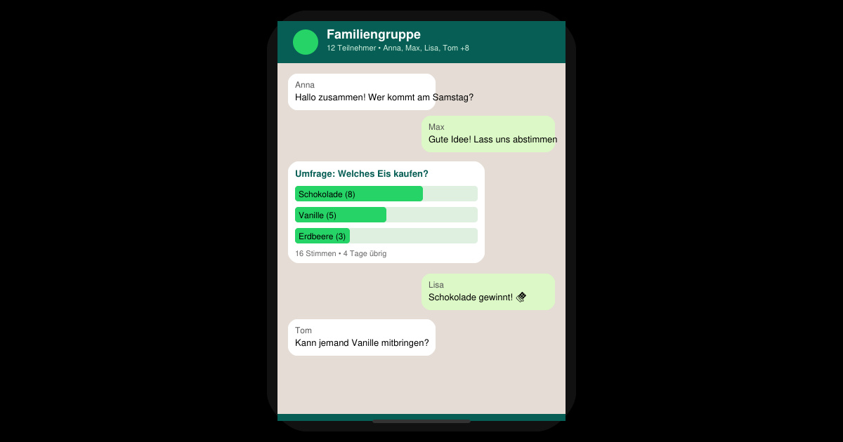 Wie mache ich eine umfrage bei WhatsApp