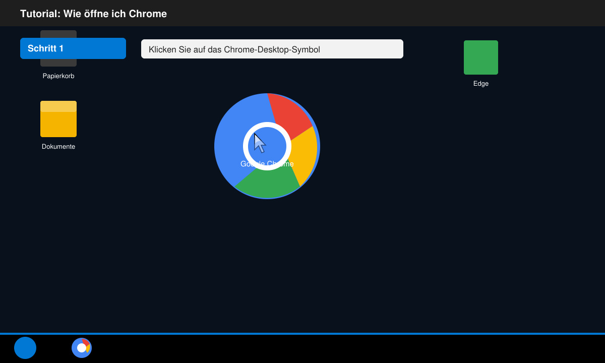 Chrome Desktop Symbol anklicken