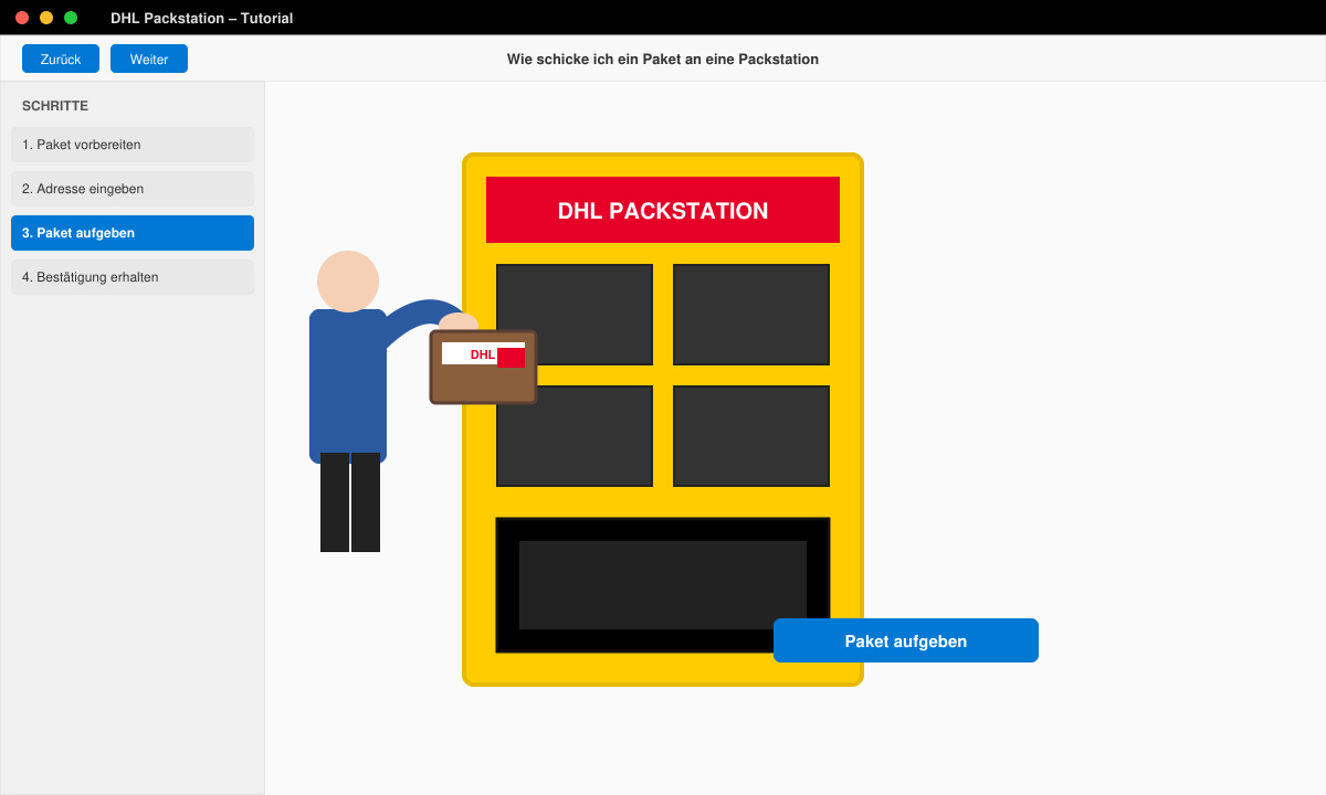 Paket wird an einer Packstation aufgegeben