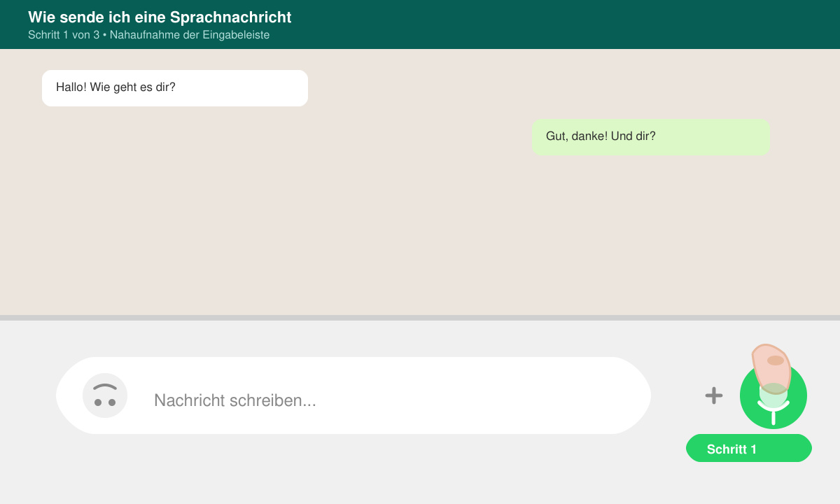 Mikrofon-Symbol in der WhatsApp-Eingabeleiste zum Aufnehmen einer Sprachnachricht
