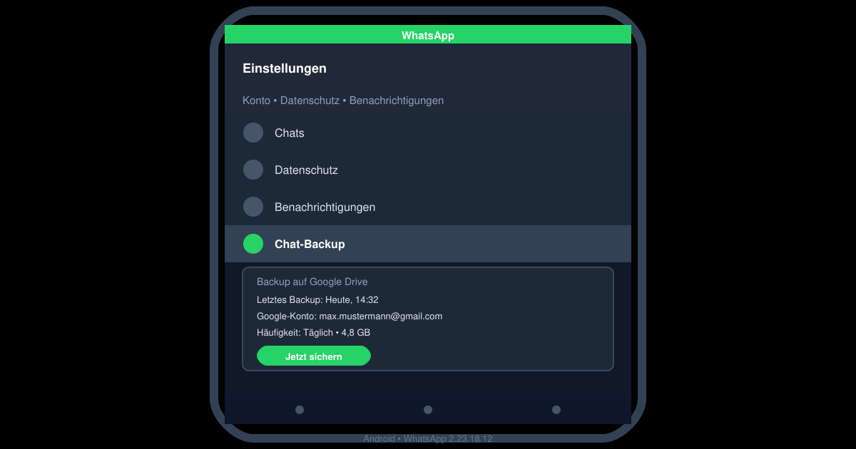 Wie sichere ich meine WhatsApp daten