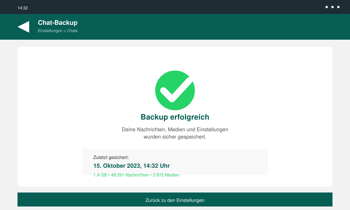 Erfolgreiches WhatsApp Backup mit Datum und Uhrzeit