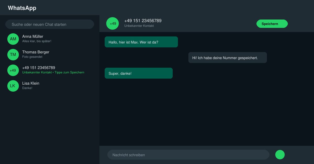 Wie speichere ich eine telefonnummer in WhatsApp