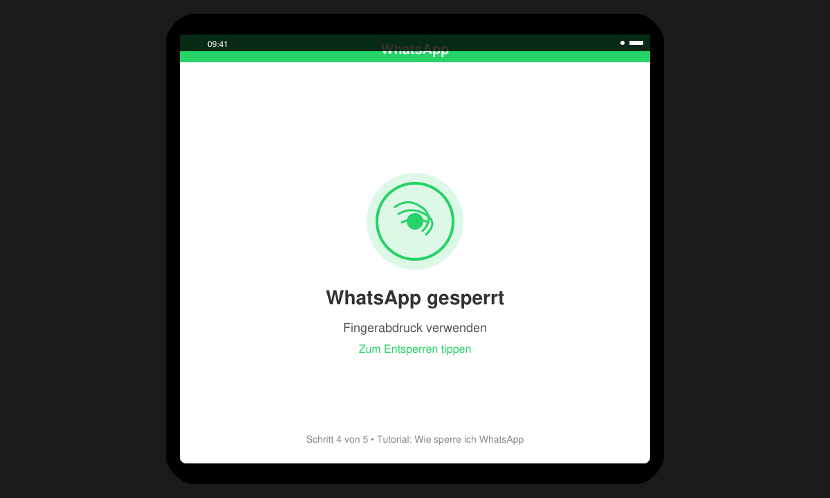 Gesperrter WhatsApp-Bildschirm mit Fingerabdruck-Symbol auf Android
