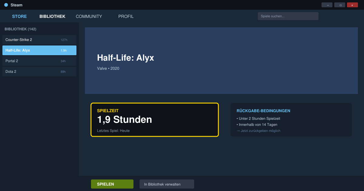 Wie Steam spiel zurückgeben