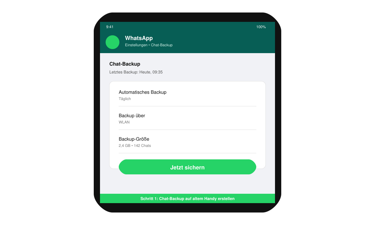 WhatsApp Chat-Backup auf altem Handy erstellen