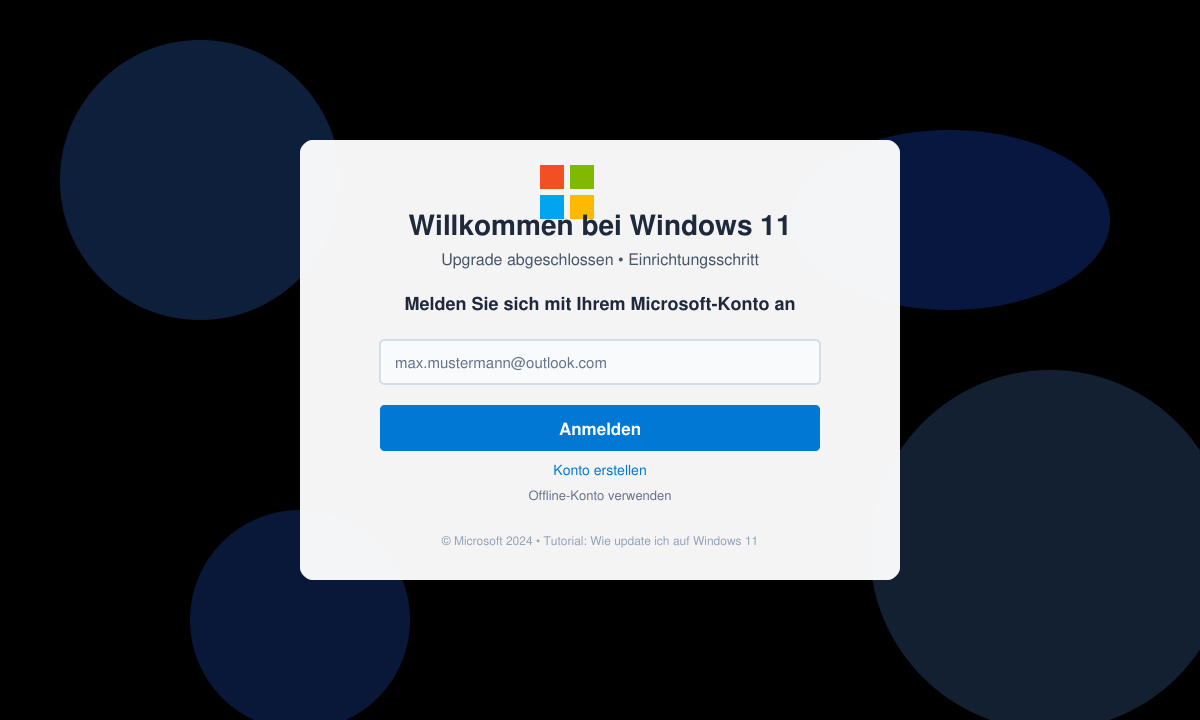 Windows 11 Willkommensbildschirm nach erfolgreichem Upgrade