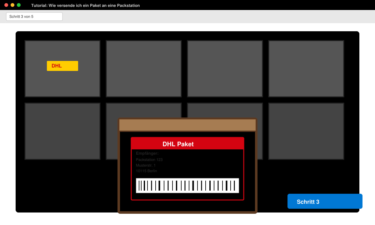 Paket mit DHL-Label an einer Packstation