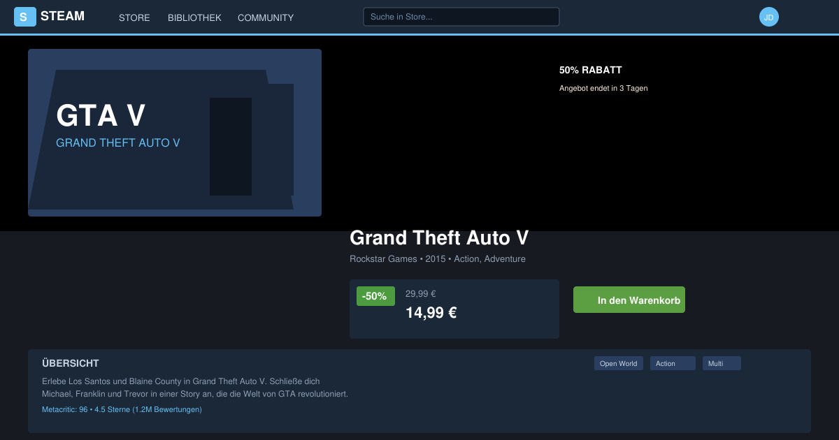 Wie viel kostet gta auf Steam