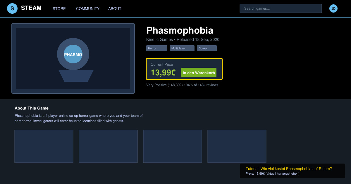 Wie viel kostet phasmophobia auf Steam